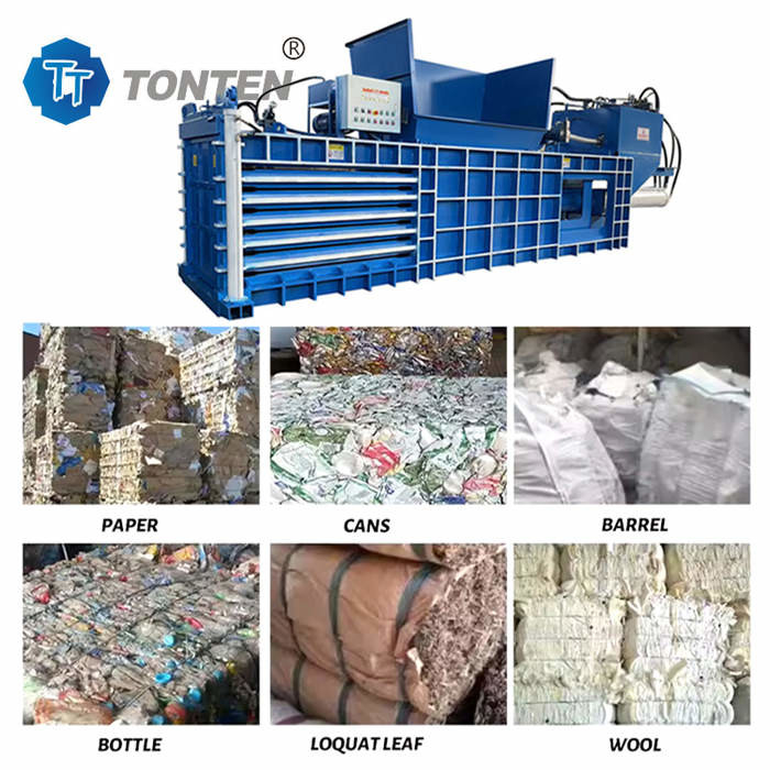PLC Hydraulic Baler Machine ขยะกระดาษ Baling Press สําหรับเสื้อผ้าเศษ ผงสี